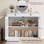 35.4 Mobile credenza moderno con ante in vetro, contenitore e cassetti - Soluzione di stoccaggio versatile per sala da pranzo e cucina