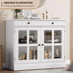 35.4 Mobile credenza moderno con ante in vetro, contenitore e cassetti - Soluzione di stoccaggio versatile per sala da pranzo e cucina