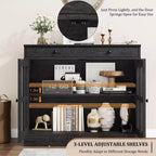 35.4 Mobile credenza moderno con ante in vetro, contenitore e cassetti - Soluzione di stoccaggio versatile per sala da pranzo e cucina