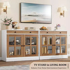 35.4 Mobile credenza moderno con ante in vetro, contenitore e cassetti - Soluzione di stoccaggio versatile per sala da pranzo e cucina