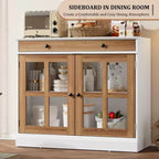 35.4 Mobile credenza moderno con ante in vetro, contenitore e cassetti - Soluzione di stoccaggio versatile per sala da pranzo e cucina