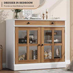 35.4 Mobile credenza moderno con ante in vetro, contenitore e cassetti - Soluzione di stoccaggio versatile per sala da pranzo e cucina