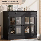 35.4 Mobile credenza moderno con ante in vetro, contenitore e cassetti - Soluzione di stoccaggio versatile per sala da pranzo e cucina