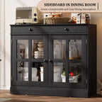 35.4 Mobile credenza moderno con ante in vetro, contenitore e cassetti - Soluzione di stoccaggio versatile per sala da pranzo e cucina