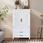 Tall Storage Cabinet with Drawers, Accent Pantry Cabinet with Carved Doors, Sideboard for Bedroom, Living Room, Entryway - Panipeachy