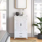 Meuble de Rangement Haut avec Tiroirs, Armoire de Rangement d'Appoint avec Portes Sculptées, Buffet pour Chambre, Salon, Entrée - Panipeachy
