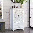 Meuble de Rangement Haut avec Tiroirs, Armoire de Rangement d'Appoint avec Portes Sculptées, Buffet pour Chambre, Salon, Entrée - Panipeachy