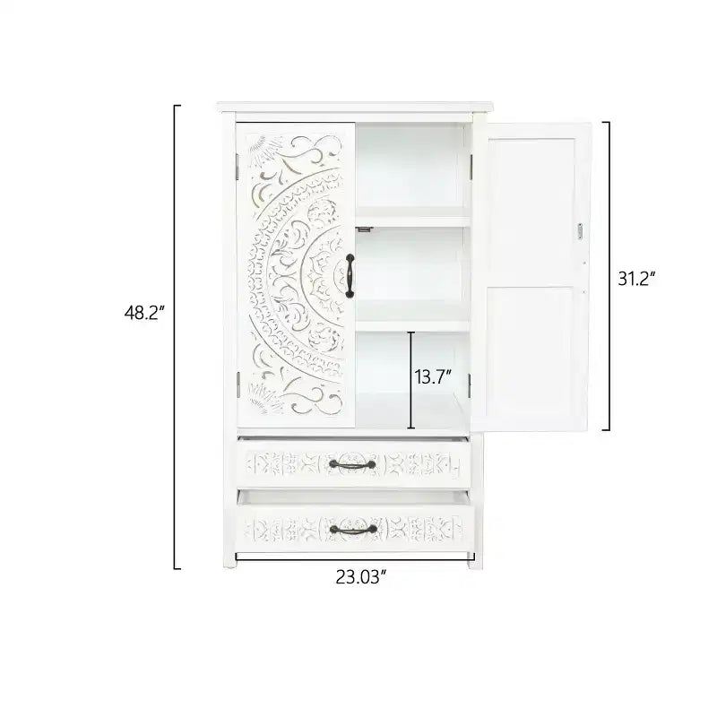 Meuble de Rangement Haut avec Tiroirs, Armoire de Rangement d'Appoint avec Portes Sculptées, Buffet pour Chambre, Salon, Entrée - Panipeachy