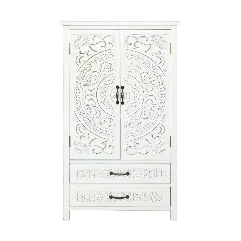 Meuble de Rangement Haut avec Tiroirs, Armoire de Rangement d'Appoint avec Portes Sculptées, Buffet pour Chambre, Salon, Entrée - Panipeachy