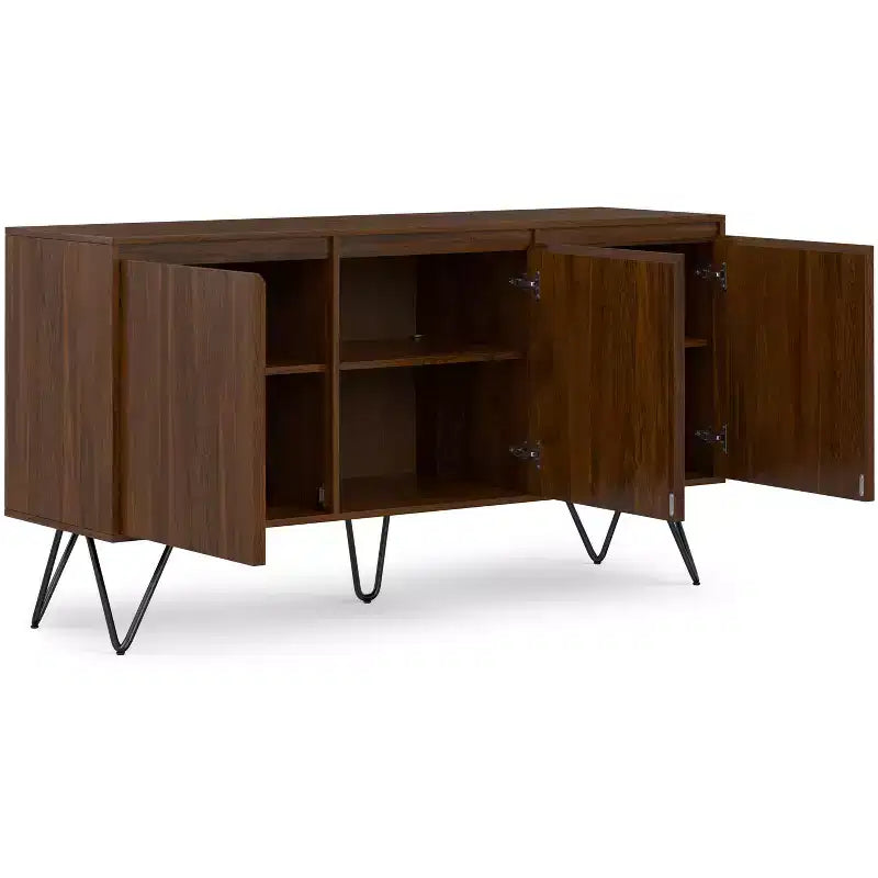 Moreno Credenza/Buffet a 3 ante rettangolare industriale contemporanea da 152 x 45 cm in impiallacciatura di noce