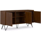 Moreno Credenza/Buffet a 3 ante rettangolare industriale contemporanea da 152 x 45 cm in impiallacciatura di noce