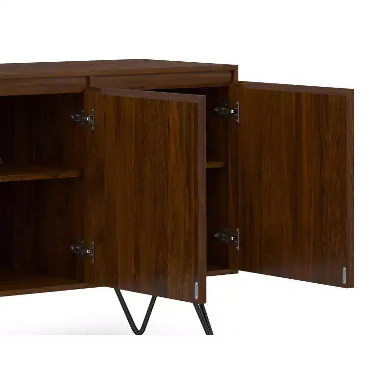 Moreno Credenza/Buffet a 3 ante rettangolare industriale contemporanea da 152 x 45 cm in impiallacciatura di noce