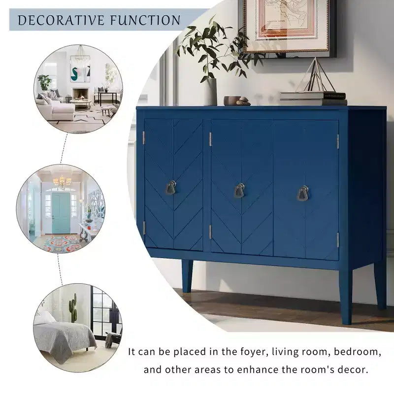 Credenza Vintage con Ripiano Regolabile, Credenza in Legno Massello Tavolo Consolle da Divano