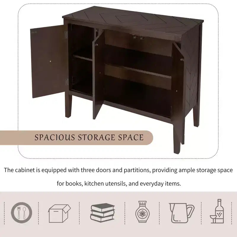 Armoire de Rangement d'Appoint Vintage avec Étagère Réglable, Table Console en Bois Massif, Table de Canapé
