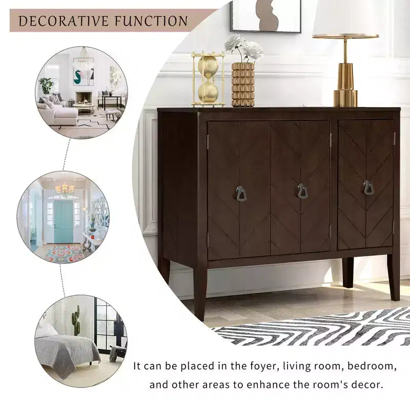 Armoire de Rangement d'Appoint Vintage avec Étagère Réglable, Table Console en Bois Massif, Table de Canapé