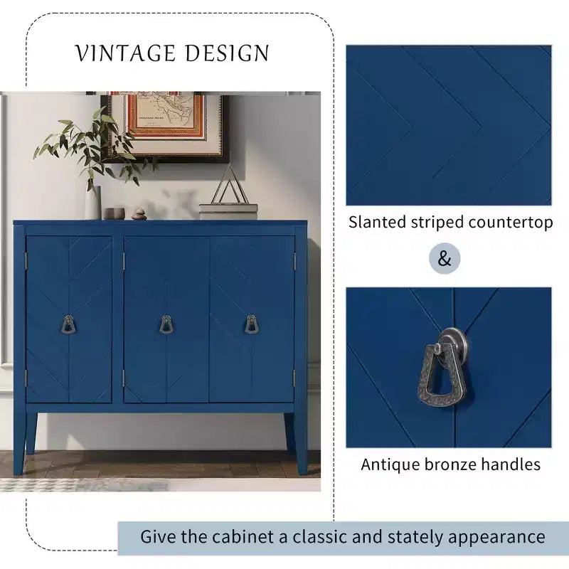 Credenza Vintage con Ripiano Regolabile, Credenza in Legno Massello Tavolo Consolle da Divano