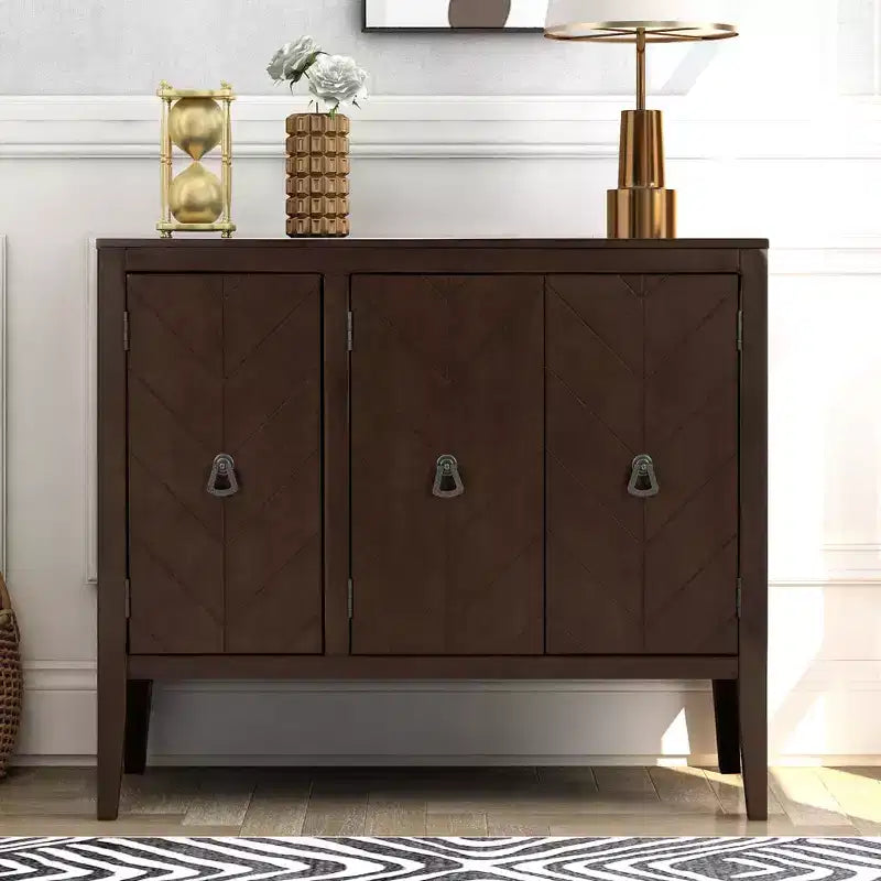 Vintage Accent Storage Cabinet with Adjustable Shelf, Solid Wood Sideboard Console Table Sofa Table