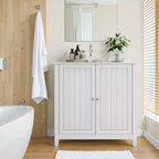 Mobiletto salvaspazio da bagno bianco 32", credenza piccola indipendente con ripiano regolabile - Panipeachy