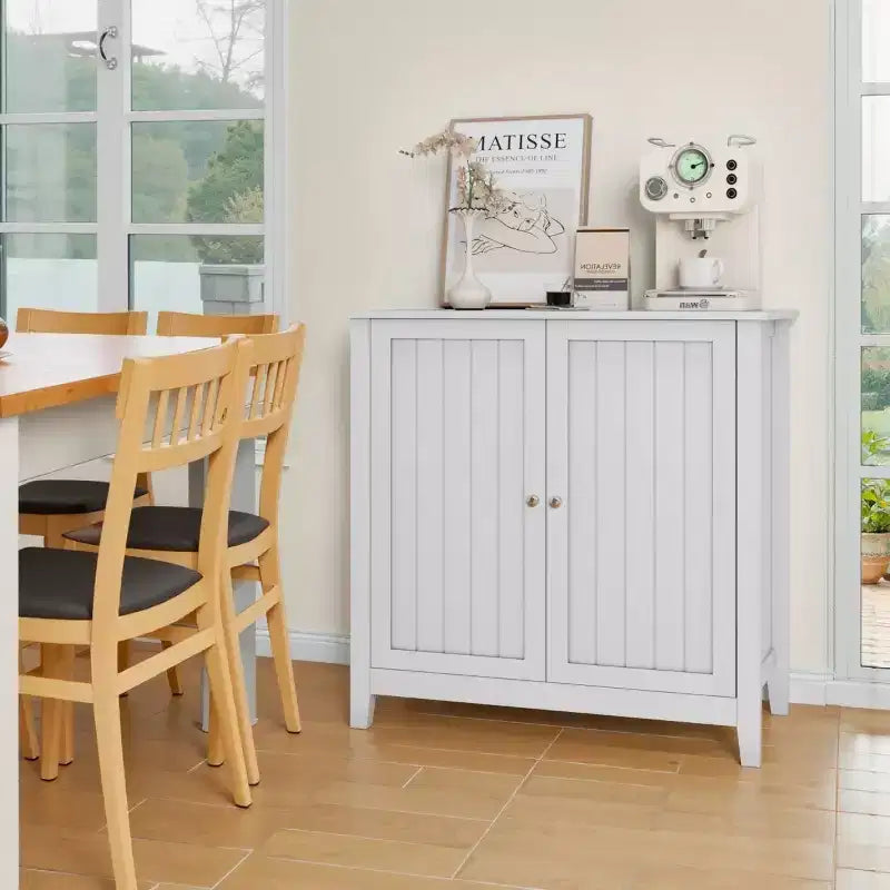 Armoire de rangement de salle de bain blanche 32", petit buffet autoportant avec étagère réglable - Panipeachy