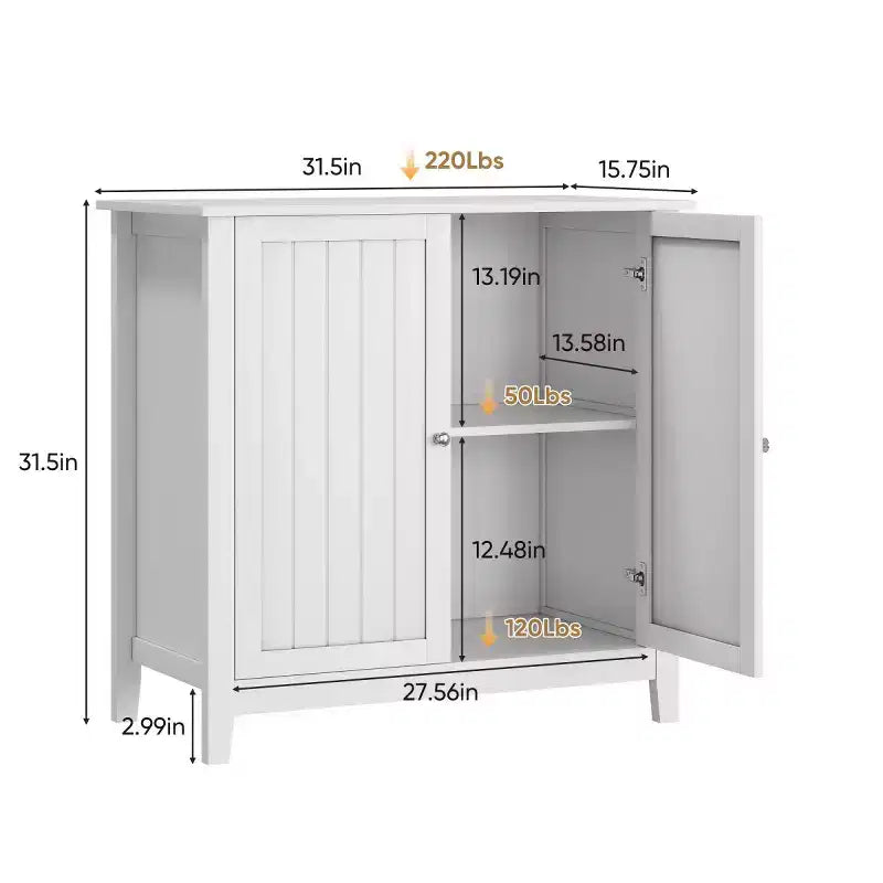 Mobiletto salvaspazio da bagno bianco 32", credenza piccola indipendente con ripiano regolabile - Panipeachy