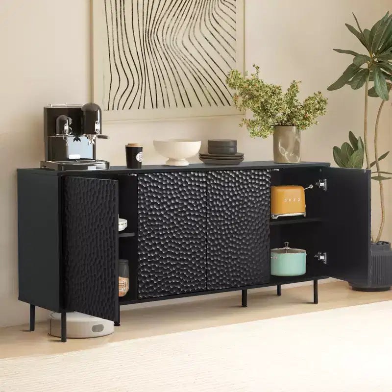 Meuble d'appoint de style milieu de siècle Bestier avec grand espace de rangement et pieds surélevés pour un nettoyage facile