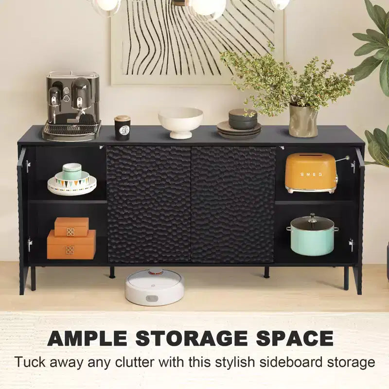 Meuble d'appoint de style milieu de siècle Bestier avec grand espace de rangement et pieds surélevés pour un nettoyage facile
