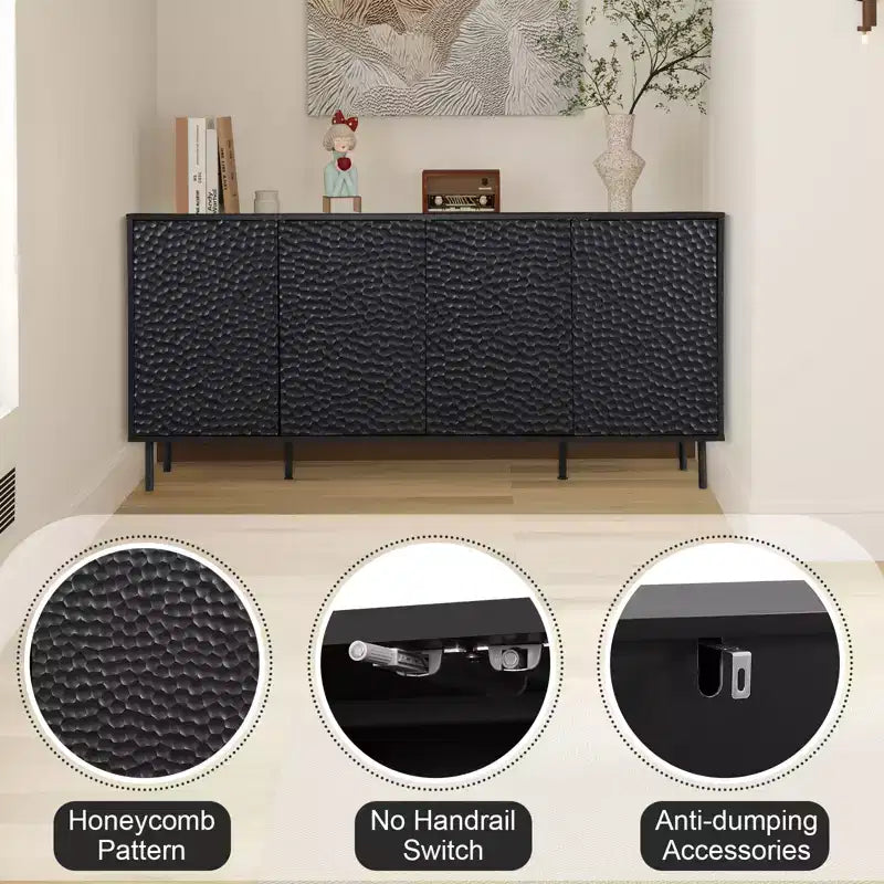 Meuble d'appoint de style milieu de siècle Bestier avec grand espace de rangement et pieds surélevés pour un nettoyage facile