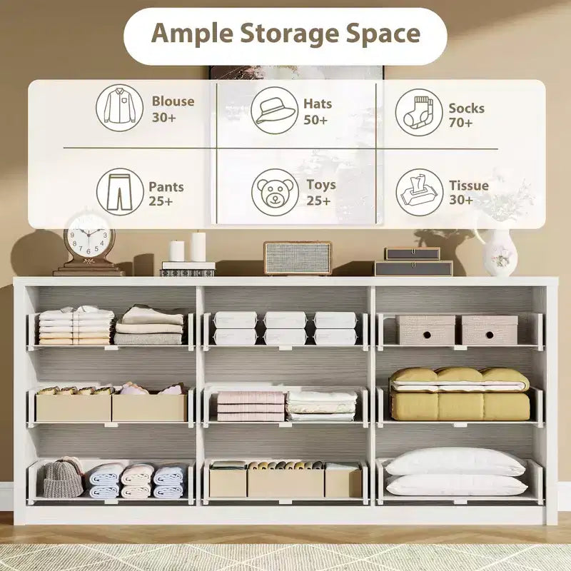 Cassettiera a 9 cassetti per camera da letto, comò ampio e moderno, organizer contenitore grande in legno per soggiorno, corridoio e ingresso