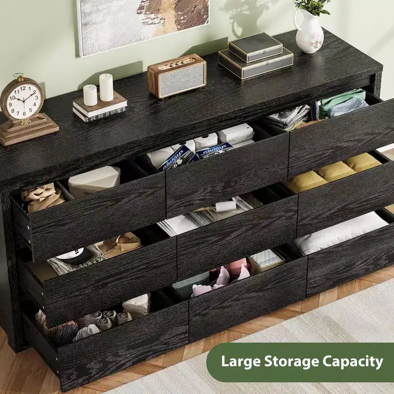 Cassettiera a 9 cassetti per camera da letto, comò ampio e moderno, organizer contenitore grande in legno per soggiorno, corridoio e ingresso