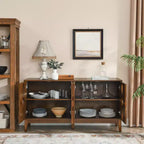 Table de buffet, Armoire de rangement console avec 4 portes et étagères réglables, Buffet de cuisine pour entrée