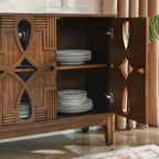 Table de buffet, Armoire de rangement console avec 4 portes et étagères réglables, Buffet de cuisine pour entrée