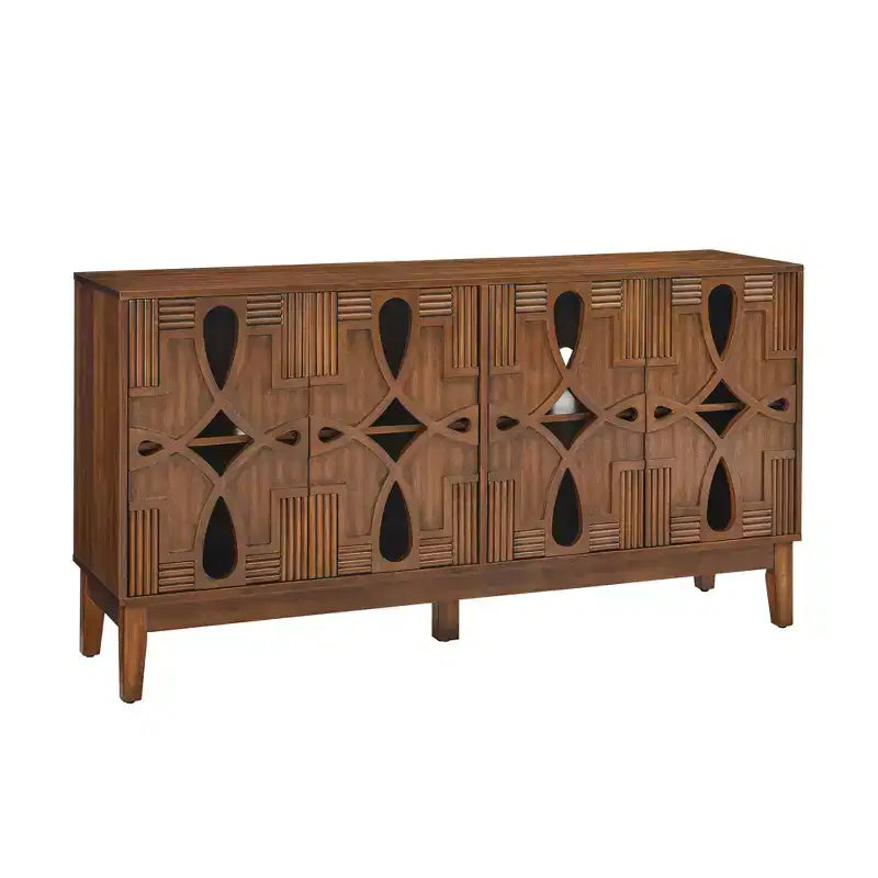 Table de buffet, Armoire de rangement console avec 4 portes et étagères réglables, Buffet de cuisine pour entrée