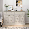 Sideboard Buffet Cabinet with Storage, 55 Large Kitchen Storage Cabinet with 2 Drawers and 4 Doors, Wood Coffee Bar Buffet Table