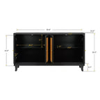 60 Mobile Buffet Etnico Costiero, Credenza Contenitore con Ante in Rattan Naturale, Gambe in Pino Massiccio - Panipeachy