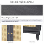 60 Mobile Buffet Etnico Costiero, Credenza Contenitore con Ante in Rattan Naturale, Gambe in Pino Massiccio - Panipeachy