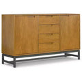 Devlin and Metal 60 inch Wide Rectangle Industrial Sideboard with Centre Drawers in Oak Veneer
