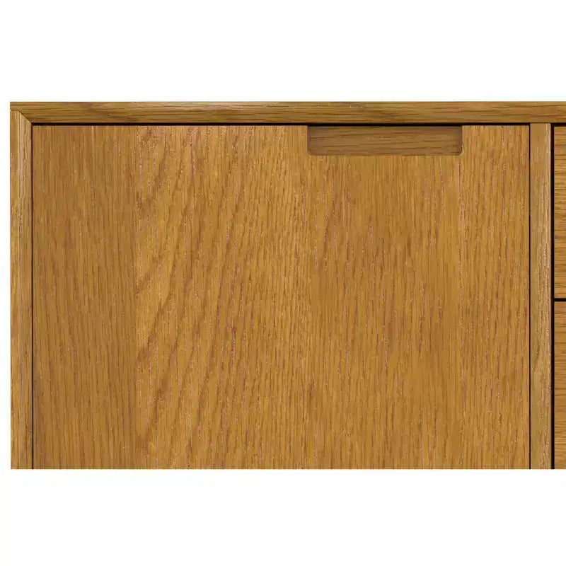 Devlin e Metal Credenza Industriale Rettangolare Larga 60 Pollici con Cassetti Centrali in Impiallacciatura di Rovere