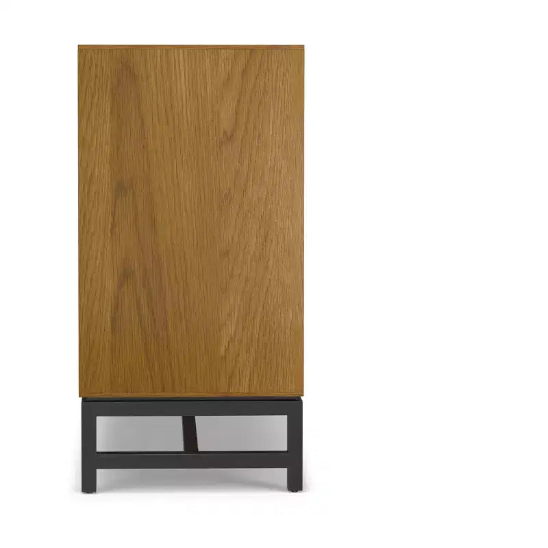 Devlin e Metal Credenza Industriale Rettangolare Larga 60 Pollici con Cassetti Centrali in Impiallacciatura di Rovere