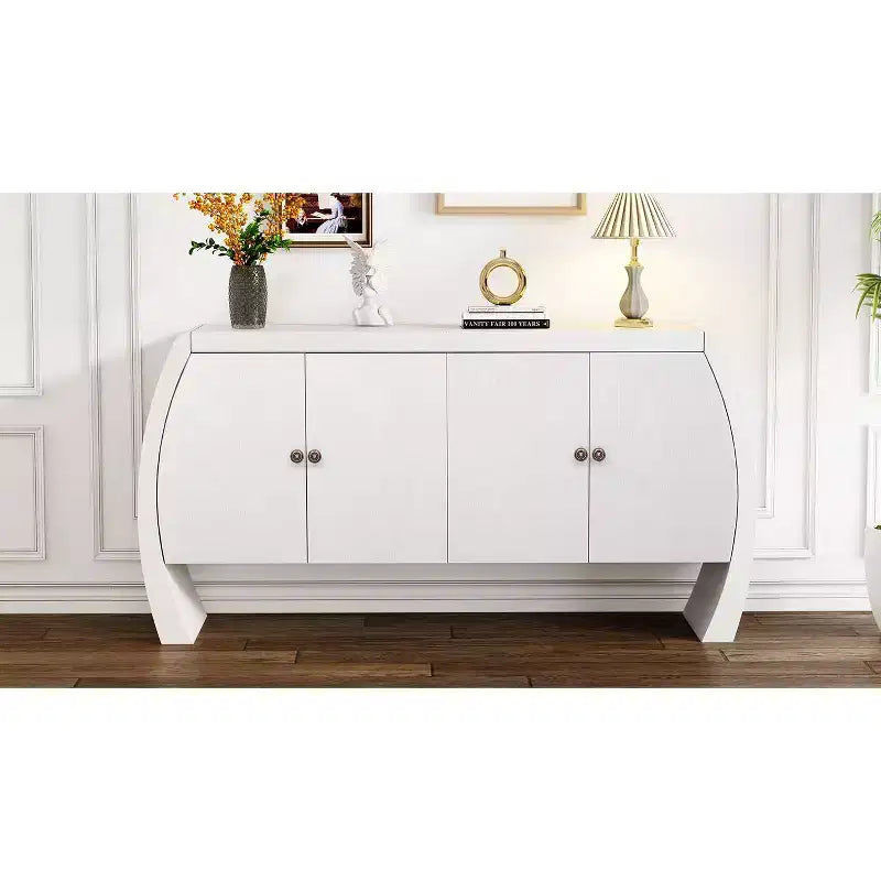 Armadietti portaoggetti, Madia da terra con 4 ante, Credenza a buffet con gambe curve, Madia a buffet d'accento per soggiorno