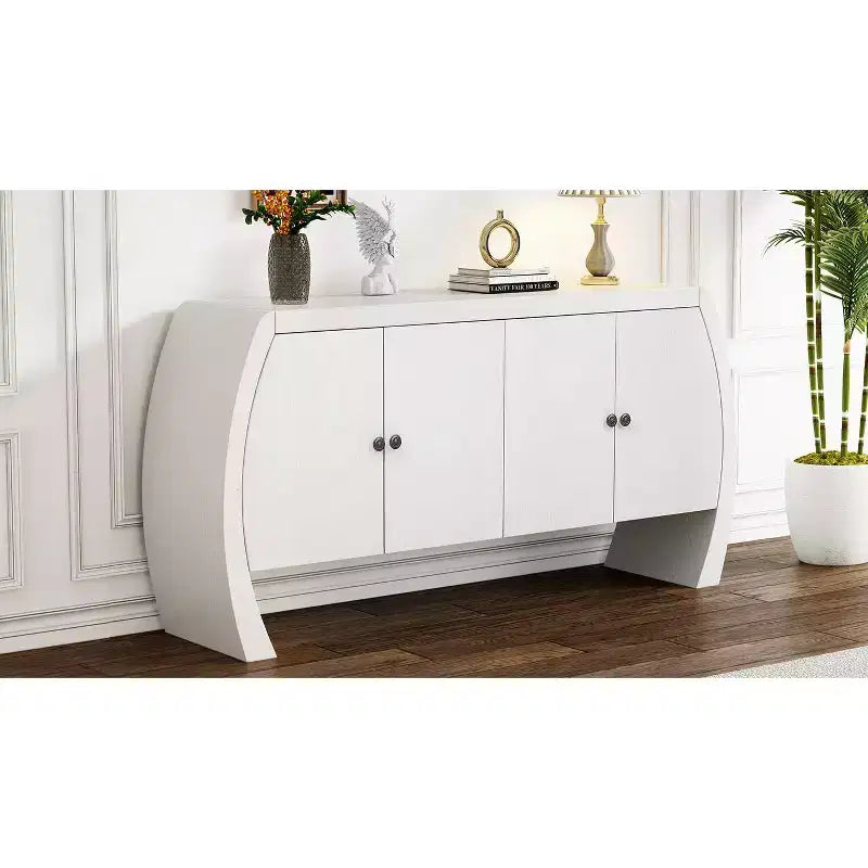 Armadietti portaoggetti, Madia da terra con 4 ante, Credenza a buffet con gambe curve, Madia a buffet d'accento per soggiorno