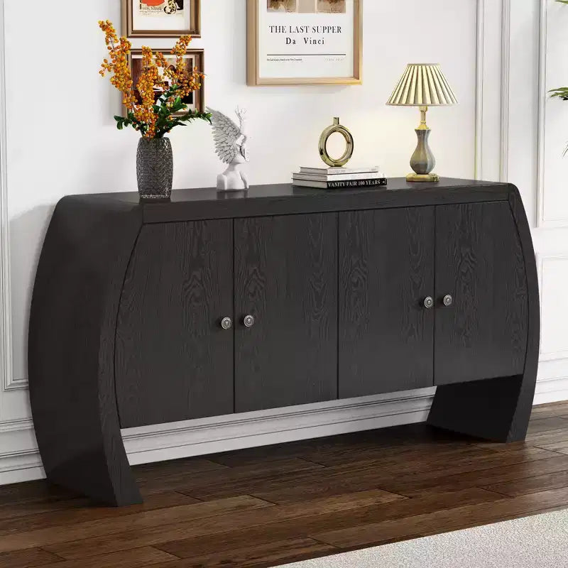 Armadietti portaoggetti, Madia da terra con 4 ante, Credenza a buffet con gambe curve, Madia a buffet d'accento per soggiorno