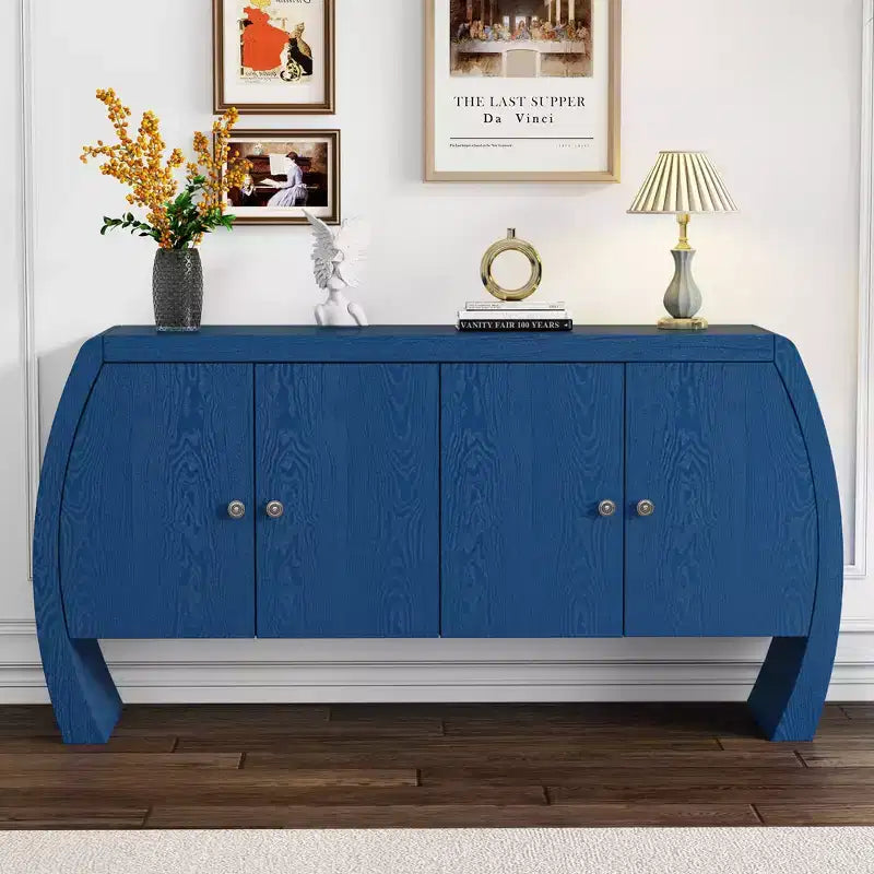 Armadietti portaoggetti, Madia da terra con 4 ante, Credenza a buffet con gambe curve, Madia a buffet d'accento per soggiorno