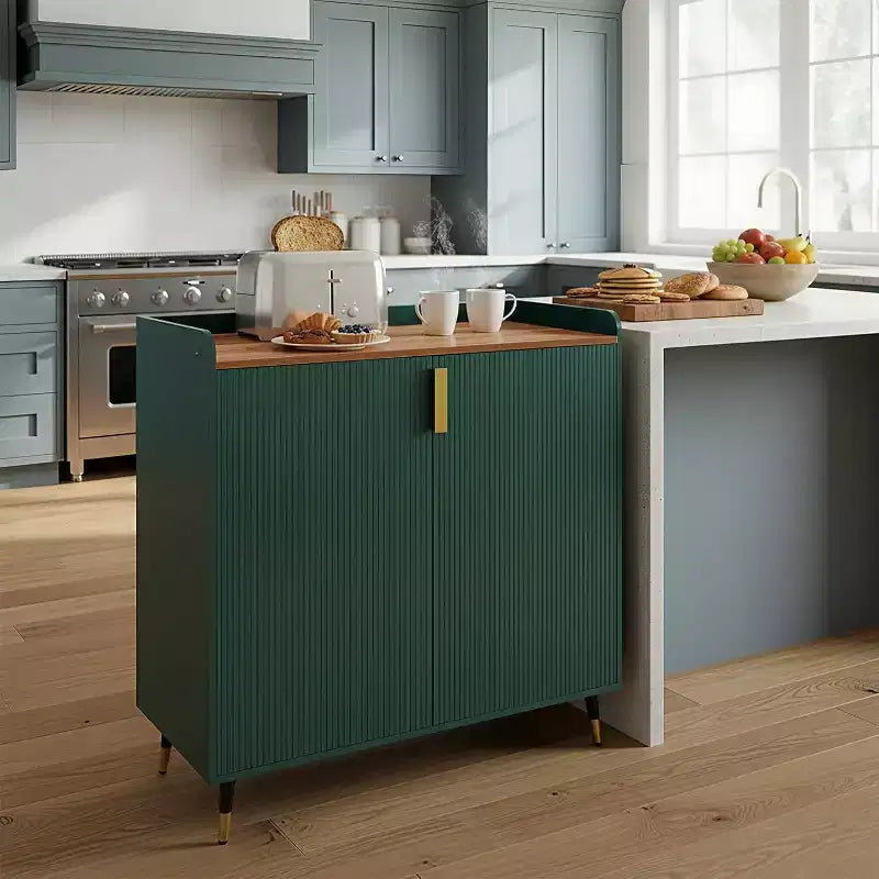 Mobile Bar con Portabottiglie e Credenza, Mobile Moderno per Caffè con Texture Scanalata e Cassetti Contenitori per Cucina, Sala da Pranzo