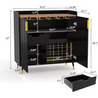 Mobile Bar con Portabottiglie e Credenza, Mobile Moderno per Caffè con Texture Scanalata e Cassetti Contenitori per Cucina, Sala da Pranzo