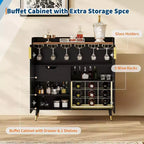 Mobile Bar con Portabottiglie e Credenza, Mobile Moderno per Caffè con Texture Scanalata e Cassetti Contenitori per Cucina, Sala da Pranzo