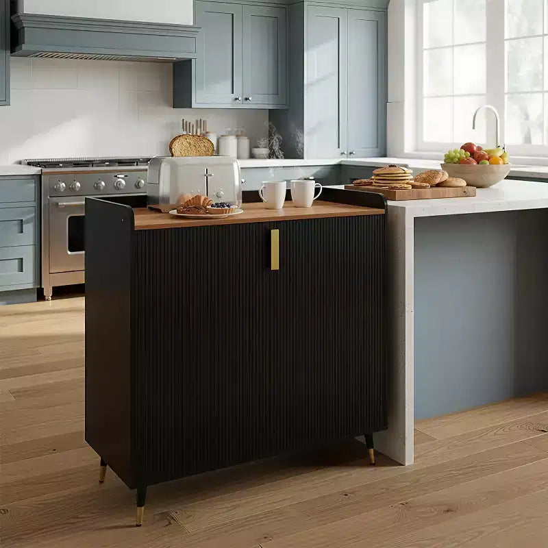 Mobile Bar con Portabottiglie e Credenza, Mobile Moderno per Caffè con Texture Scanalata e Cassetti Contenitori per Cucina, Sala da Pranzo