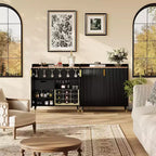 Mobile Bar con Portabottiglie e Credenza, Mobile Moderno per Caffè con Texture Scanalata e Cassetti Contenitori per Cucina, Sala da Pranzo