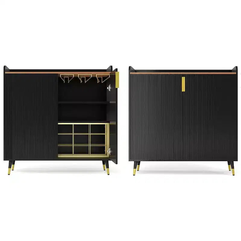 Mobile Bar con Portabottiglie e Credenza, Mobile Moderno per Caffè con Texture Scanalata e Cassetti Contenitori per Cucina, Sala da Pranzo