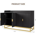 Credenza scanalata da 120 cm con armadietto, credenza moderna da cucina con ripiani regolabili con ante per soggiorno, cucina, ingresso