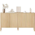 58 Inch Sideboard Buffet Cabinet, Modern Fluted Coffee Bar Cupboard Storage Cabinet with 4 Doors and Adjustable Shelves for Kitchen Entryway